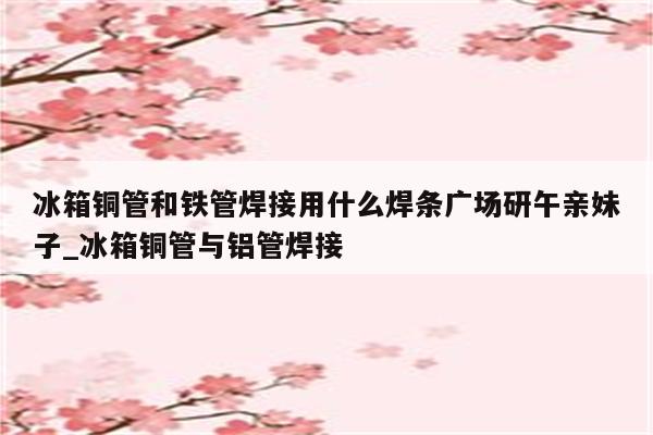 冰箱铜管和铁管焊接用什么焊条广场研午亲妹子_冰箱铜管与铝管焊接