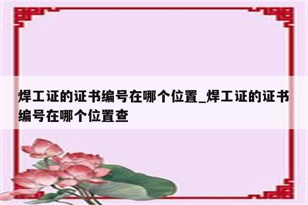 焊工证的证书编号在哪个位置_焊工证的证书编号在哪个位置查