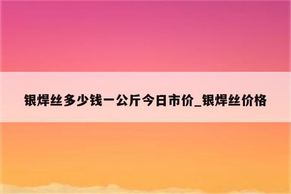 银焊丝多少钱一公斤今日市价_银焊丝价格