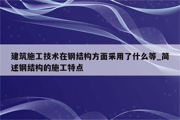 建筑施工技术在钢结构方面采用了什么等_简述钢结构的施工特点