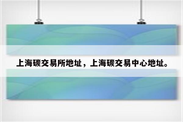 上海碳交易所地址，上海碳交易中心地址。