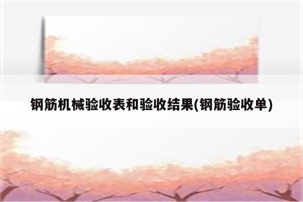 钢筋机械验收表和验收结果(钢筋验收单)