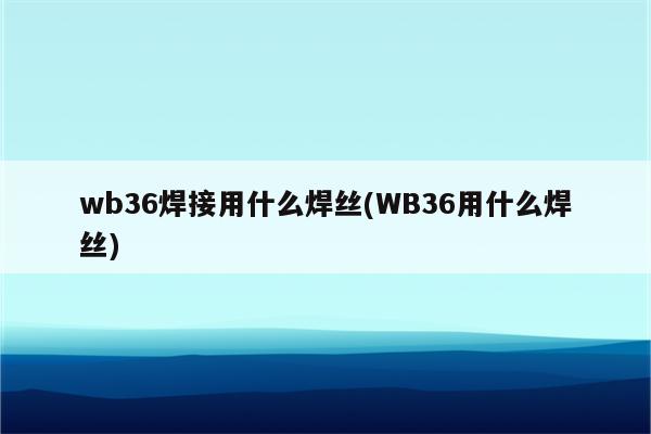 wb36焊接用什么焊丝(WB36用什么焊丝)