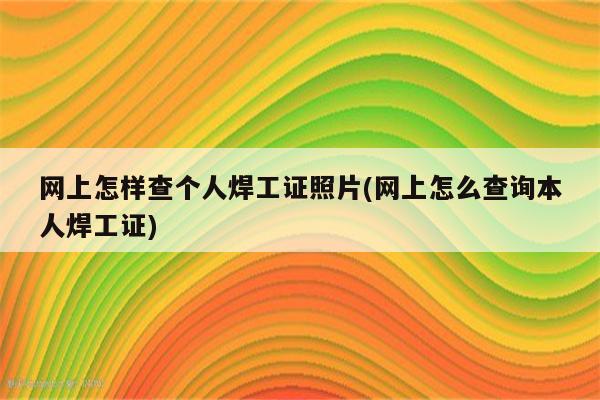 网上怎样查个人焊工证照片(网上怎么查询本人焊工证)