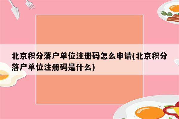 北京积分落户单位注册码怎么申请(北京积分落户单位注册码是什么)