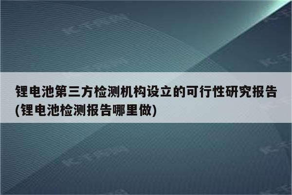 锂电池第三方检测机构设立的可行性研究报告(锂电池检测报告哪里做)