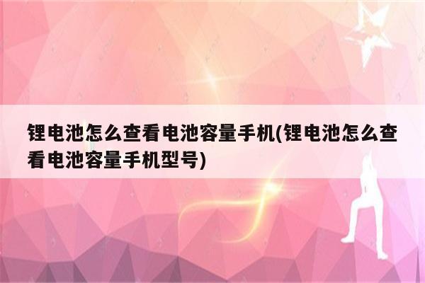 锂电池怎么查看电池容量手机(锂电池怎么查看电池容量手机型号)