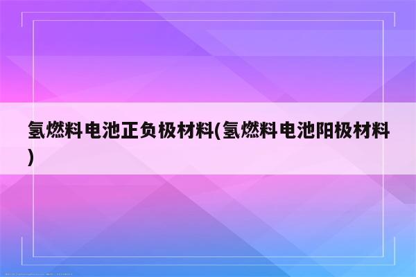 氢燃料电池正负极材料(氢燃料电池阳极材料)