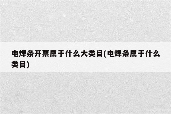 电焊条开票属于什么大类目(电焊条属于什么类目)