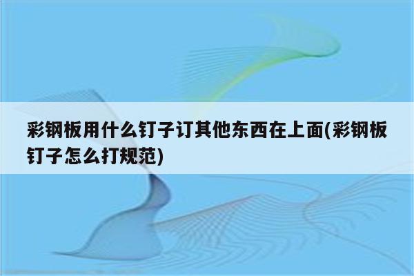 彩钢板用什么钉子订其他东西在上面(彩钢板钉子怎么打规范)