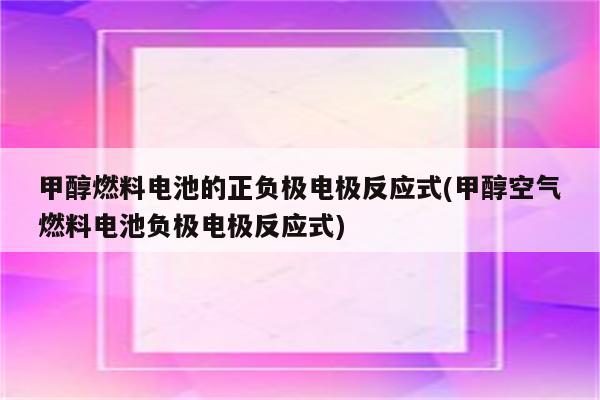 甲醇燃料电池的正负极电极反应式(甲醇空气燃料电池负极电极反应式)