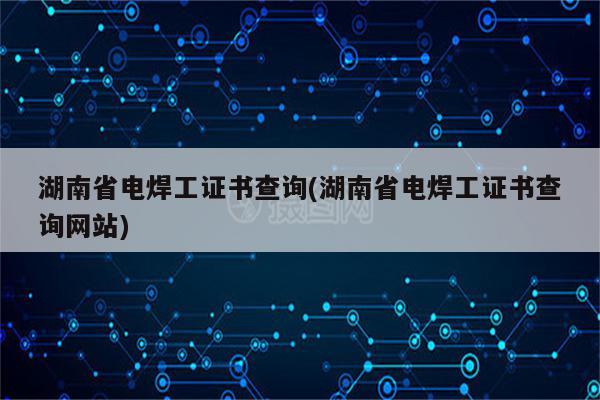 湖南省电焊工证书查询(湖南省电焊工证书查询网站)