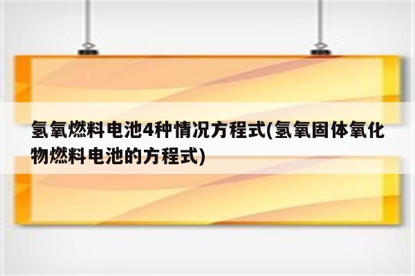 氢氧燃料电池4种情况方程式(氢氧固体氧化物燃料电池的方程式)