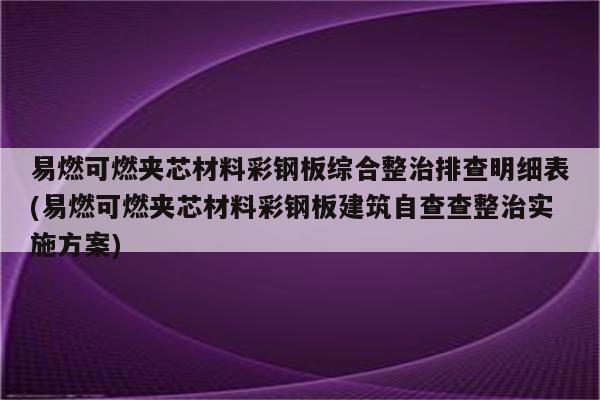 易燃可燃夹芯材料彩钢板综合整治排查明细表(易燃可燃夹芯材料彩钢板建筑自查查整治实施方案)