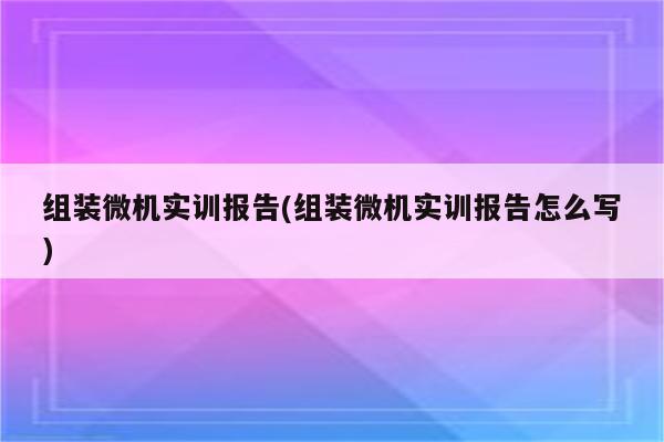 组装微机实训报告(组装微机实训报告怎么写)