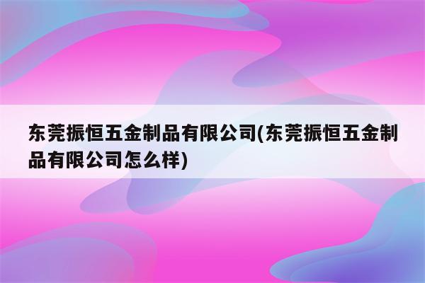 东莞振恒五金制品有限公司(东莞振恒五金制品有限公司怎么样)