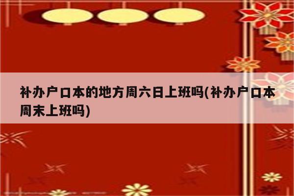 补办户口本的地方周六日上班吗(补办户口本周末上班吗)