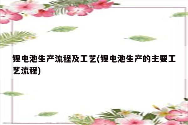 锂电池生产流程及工艺(锂电池生产的主要工艺流程)