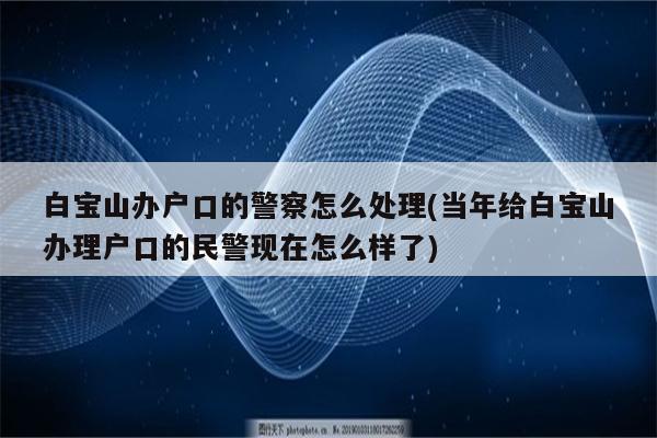 白宝山办户口的警察怎么处理(当年给白宝山办理户口的民警现在怎么样了)