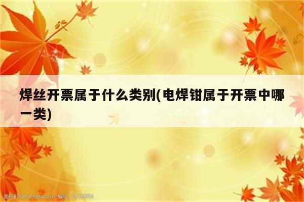 焊丝开票属于什么类别(电焊钳属于开票中哪一类)