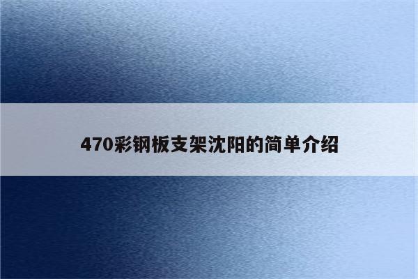 470彩钢板支架沈阳的简单介绍