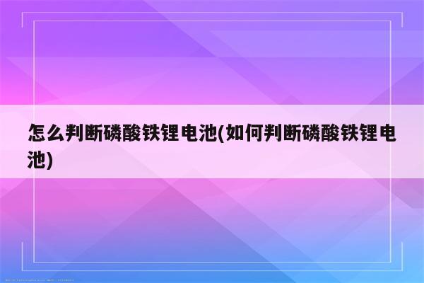 怎么判断磷酸铁锂电池(如何判断磷酸铁锂电池)