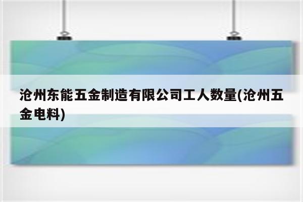 沧州东能五金制造有限公司工人数量(沧州五金电料)