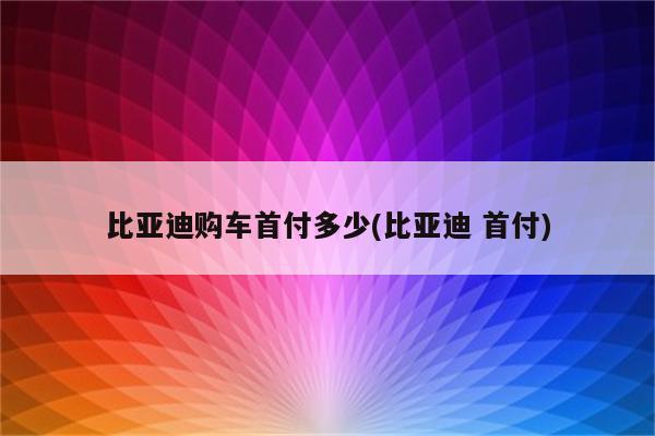 比亚迪购车首付多少(比亚迪 首付)