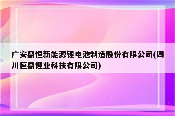 广安鼎恒新能源锂电池制造股份有限公司(四川恒鼎锂业科技有限公司)