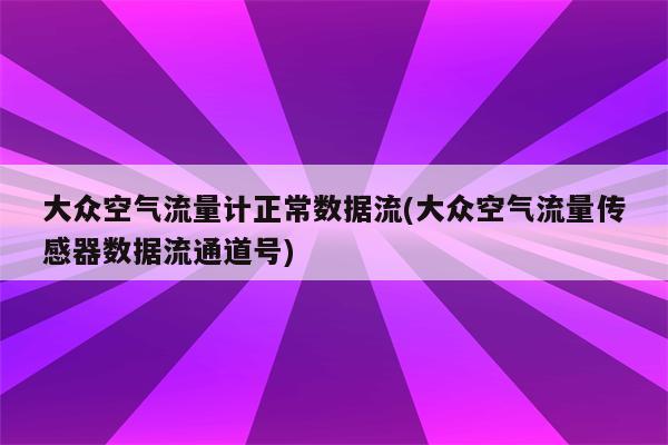 大众空气流量计正常数据流(大众空气流量传感器数据流通道号)