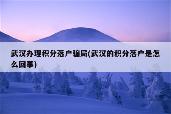 武汉办理积分落户骗局(武汉的积分落户是怎么回事)