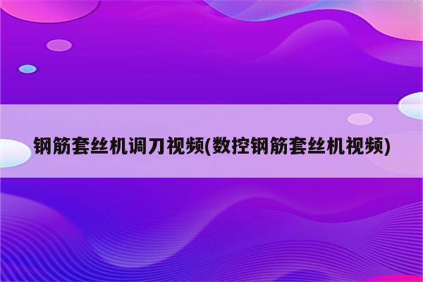 钢筋套丝机调刀视频(数控钢筋套丝机视频)