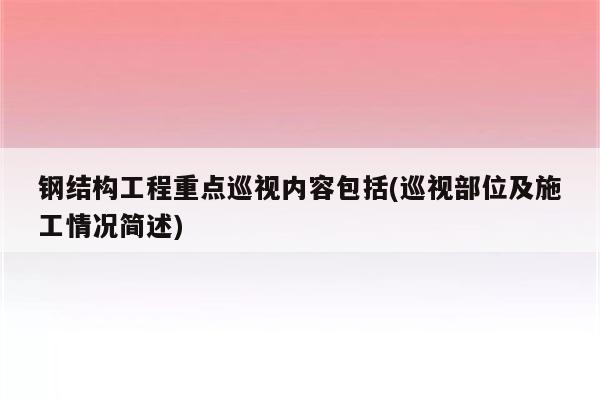 钢结构工程重点巡视内容包括(巡视部位及施工情况简述)