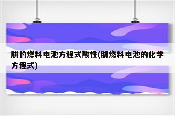 肼的燃料电池方程式酸性(肼燃料电池的化学方程式)