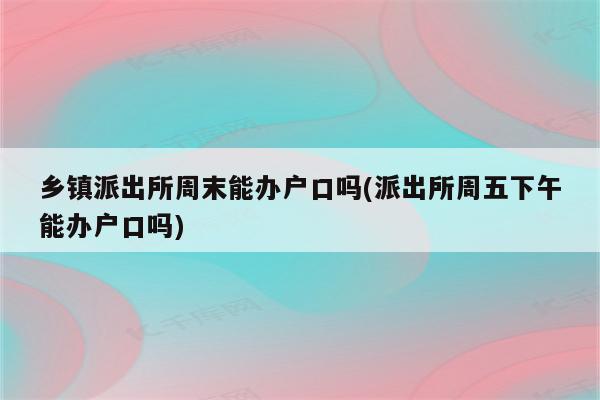 乡镇派出所周末能办户口吗(派出所周五下午能办户口吗)