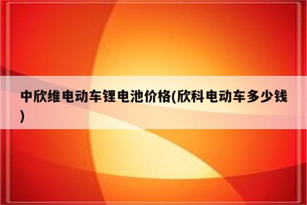 中欣维电动车锂电池价格(欣科电动车多少钱)