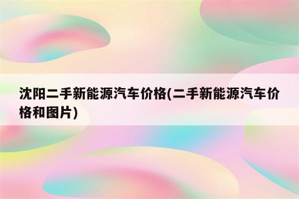 沈阳二手新能源汽车价格(二手新能源汽车价格和图片)