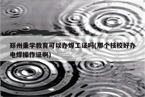 郑州秉学教育可以办焊工证吗(那个技校好办电焊操作证啊)