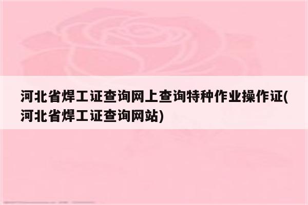 河北省焊工证查询网上查询特种作业操作证(河北省焊工证查询网站)