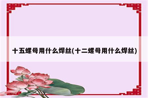 十五螺母用什么焊丝(十二螺母用什么焊丝)