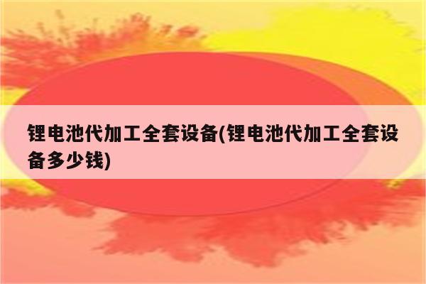 锂电池代加工全套设备(锂电池代加工全套设备多少钱)