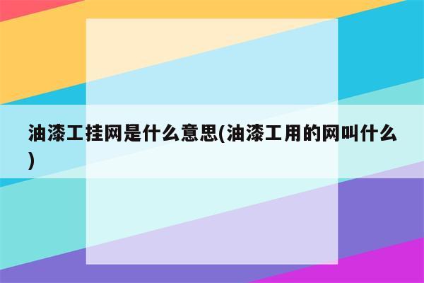 油漆工挂网是什么意思(油漆工用的网叫什么)