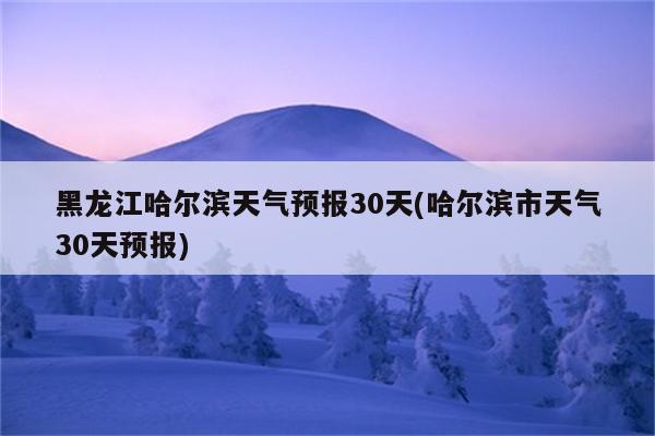 黑龙江哈尔滨天气预报30天(哈尔滨市天气30天预报)
