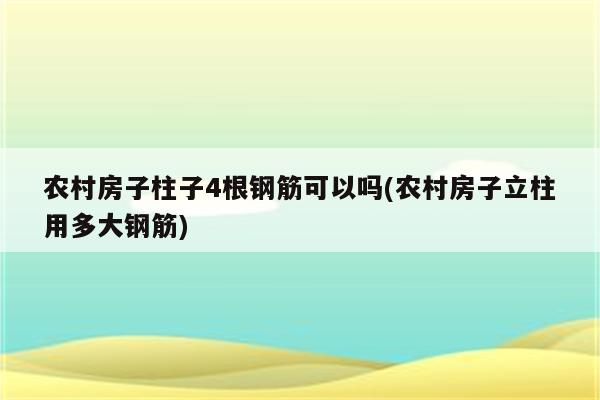 农村房子柱子4根钢筋可以吗(农村房子立柱用多大钢筋)