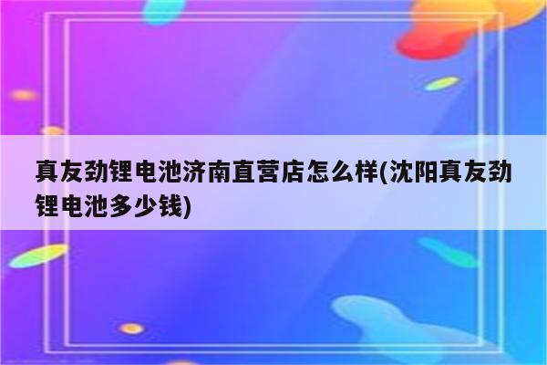 真友劲锂电池济南直营店怎么样(沈阳真友劲锂电池多少钱)