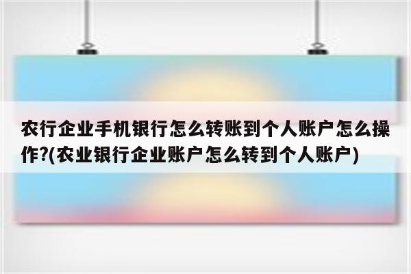 农行企业手机银行怎么转账到个人账户怎么操作?(农业银行企业账户怎么转到个人账户)