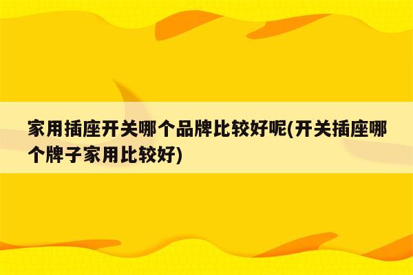 家用插座开关哪个品牌比较好呢(开关插座哪个牌子家用比较好)