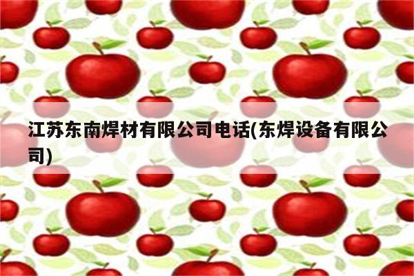 江苏东南焊材有限公司电话(东焊设备有限公司)