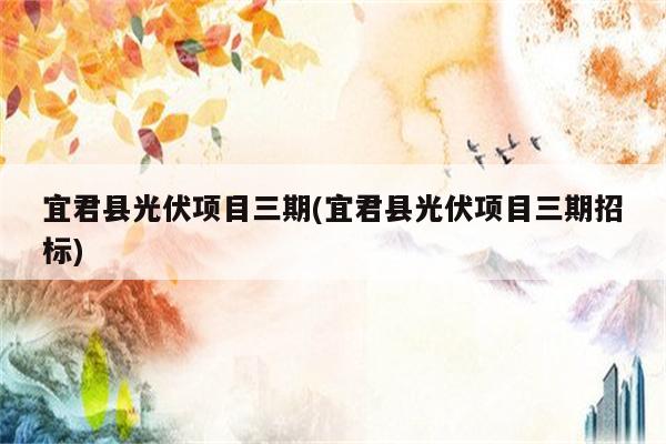 宜君县光伏项目三期(宜君县光伏项目三期招标)