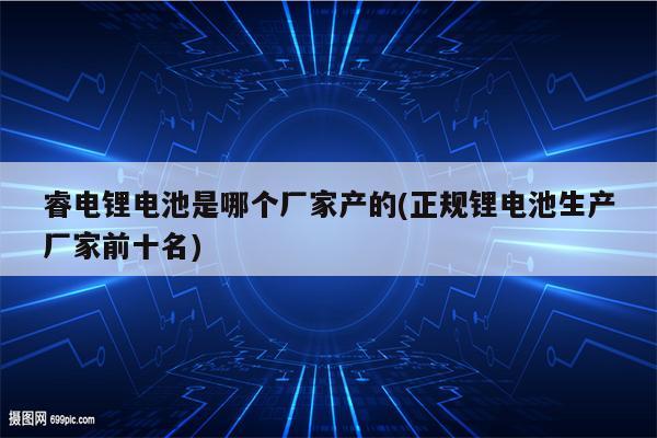 睿电锂电池是哪个厂家产的(正规锂电池生产厂家前十名)